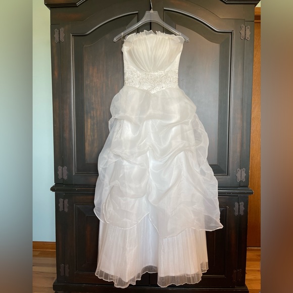 Wedding Bride Prom Dress Gown Sz XS NWOT White Layered Tulle Pleated Corset - Picture 5 of 16